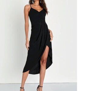 Lulus Reinette Black Midi Dress Lulus Size Small NWOT
